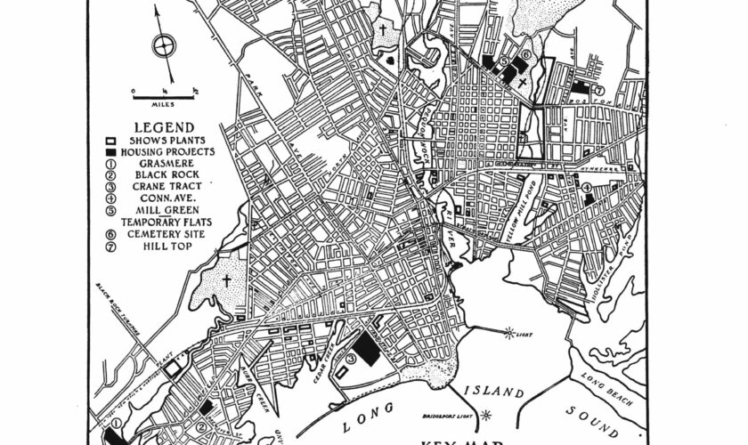 Key Map of All Planned Wartime Housing in Bridgeport, CT. 1919, United States Housing Corporation.