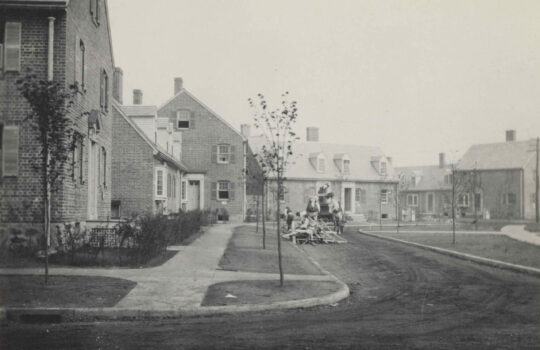 Construction of Seaside Village at the Crane Tract. 1919, Francis Loeb Library at Harvard University.